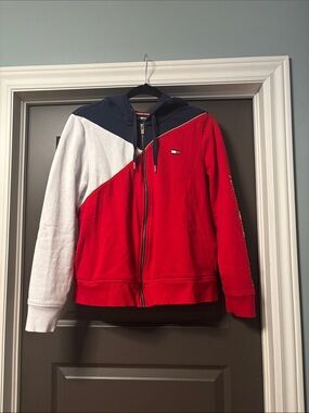 Tommy Hilfiger Colorblock Red White Navy Zip-Up Hoodie
